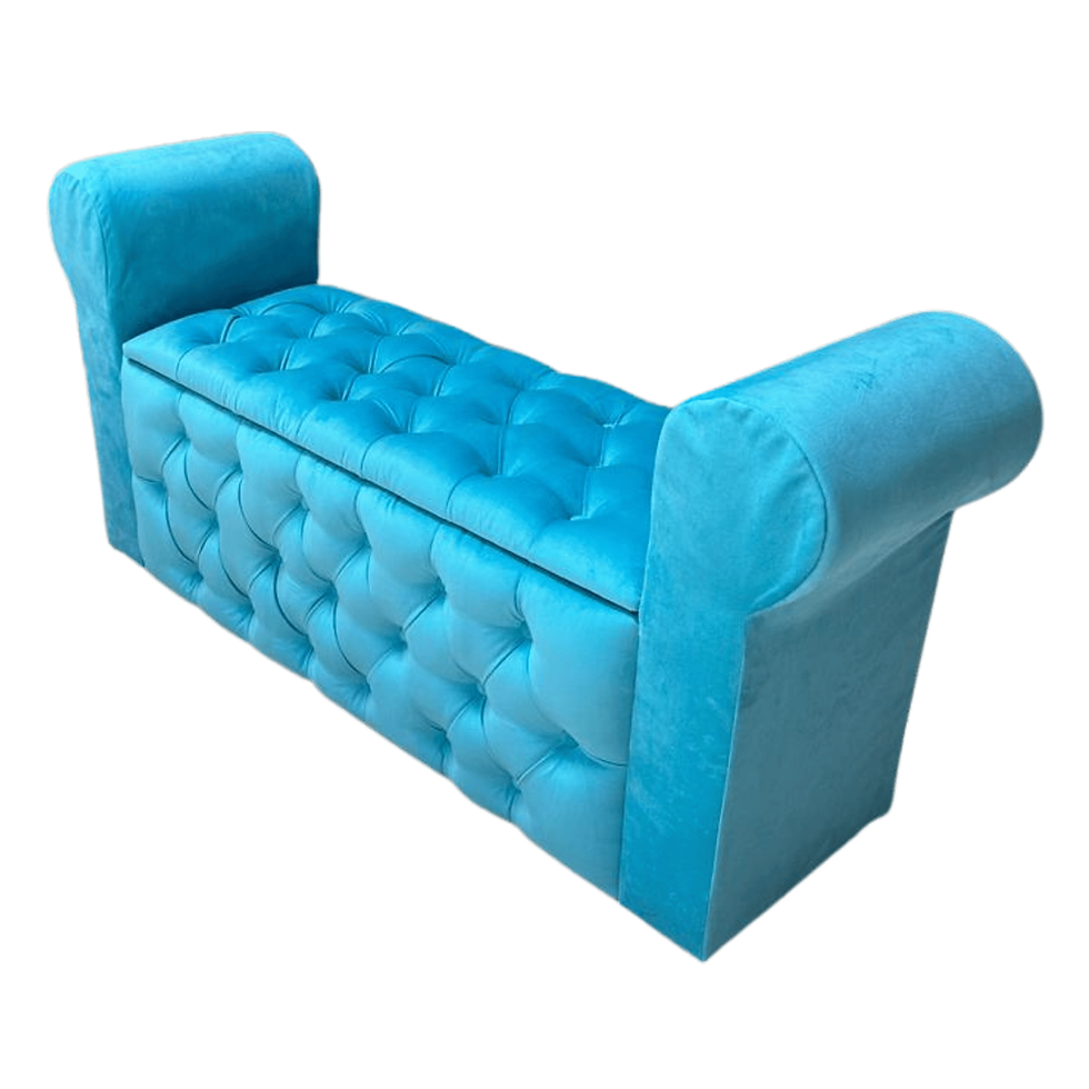 Miniatura: Banqueta Baúl Capitoné con Brazo calipso Felpa 140x40x50x40 Rimar