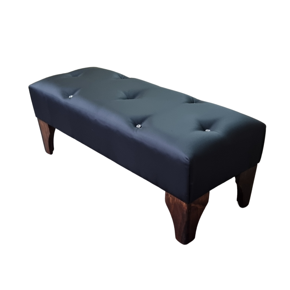 Miniatura: Banqueta Larga Negra Cuero PU Diamante 100x40x40 Rimar.