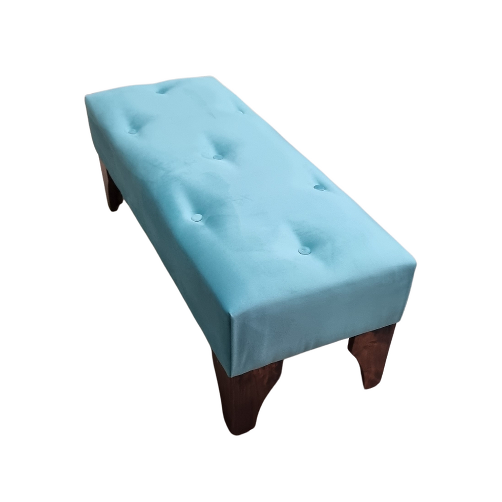 Miniatura: Banqueta Larga Turqueza Felpa Botone 100x40x40 Rimar.