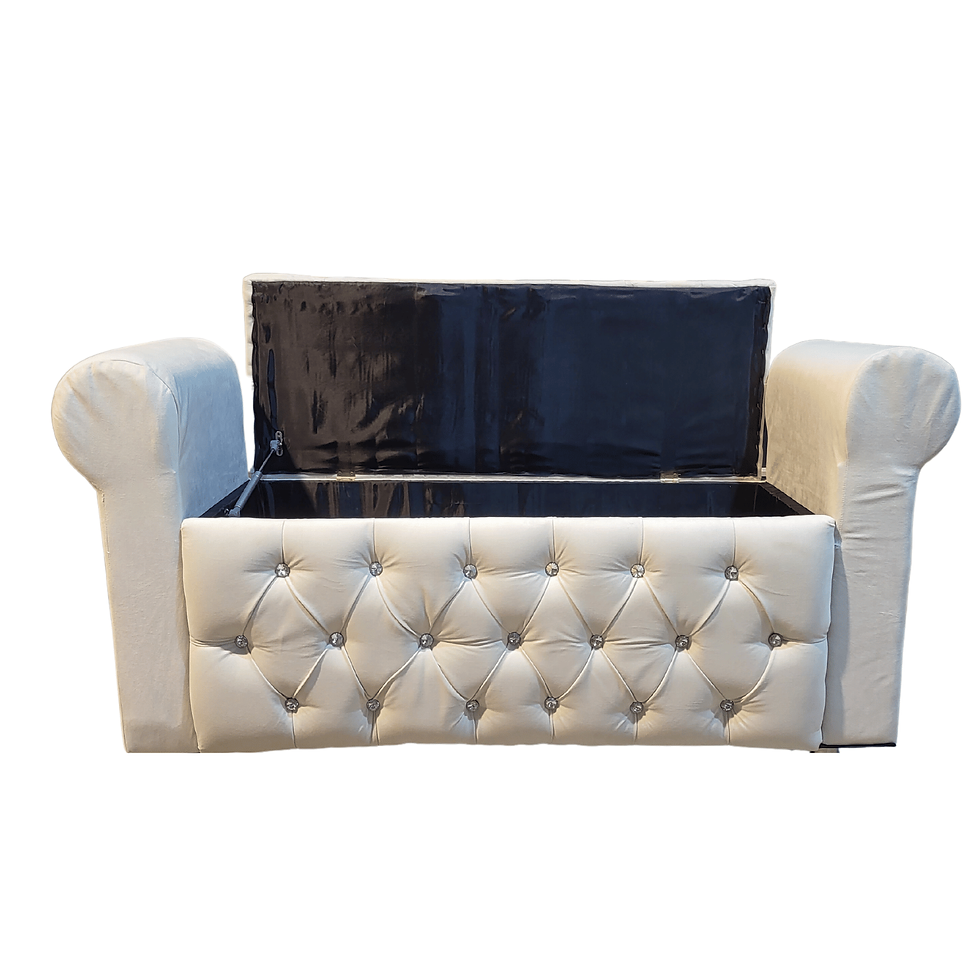 Miniatura: Baúl Capitoné con Brazo Crudo Felpa Diamante 140x40x50x40 Rimar
