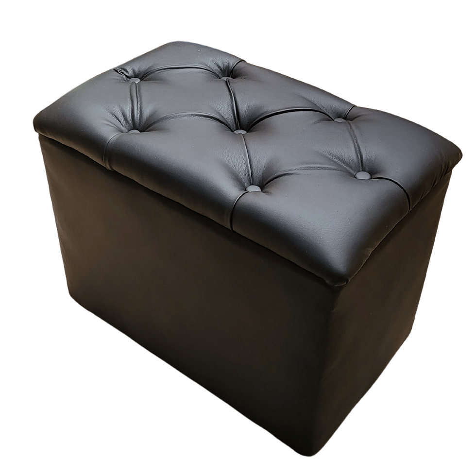 Miniatura: Banqueta Baúl Capitone negro eco cuero 60x45x35x35 Rimar