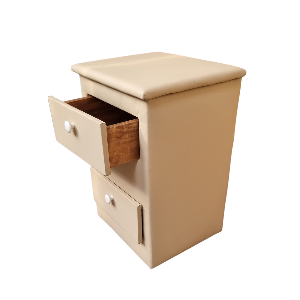 Miniatura: Velador Doble Cajón Beige Eco Cuero 65x40x48 Rimar.