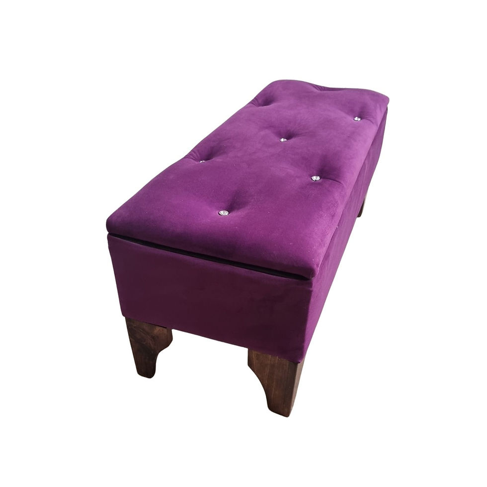 Miniatura: Banqueta Baúl Morado Felpa Diamante 105x45x40x20 Rimar
