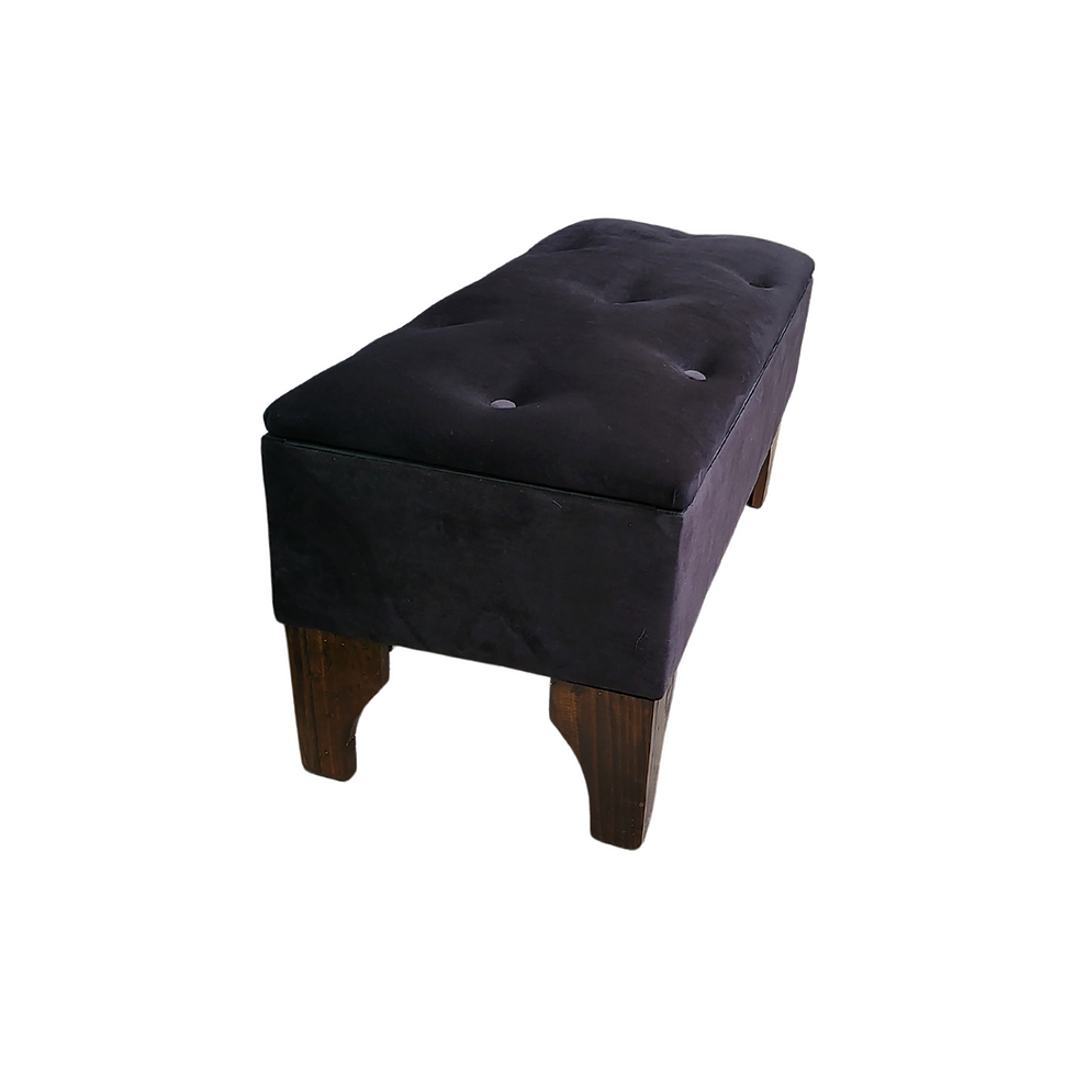 Miniatura: Banqueta Baúl Negro  Felpa 105x45x40x20 Rimar.