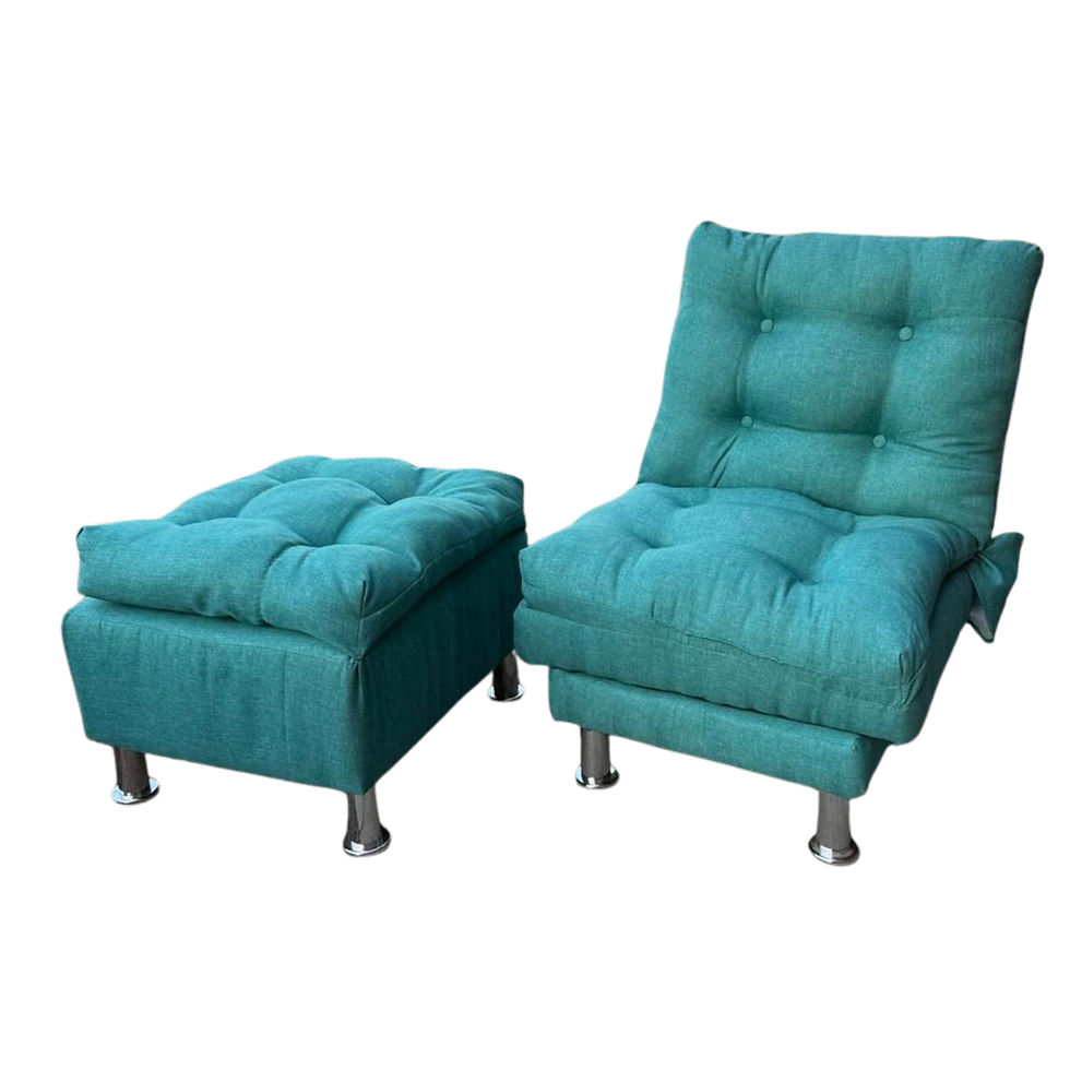 Miniatura: Butaca 3 ángulos de inclinación Turquesa Lino