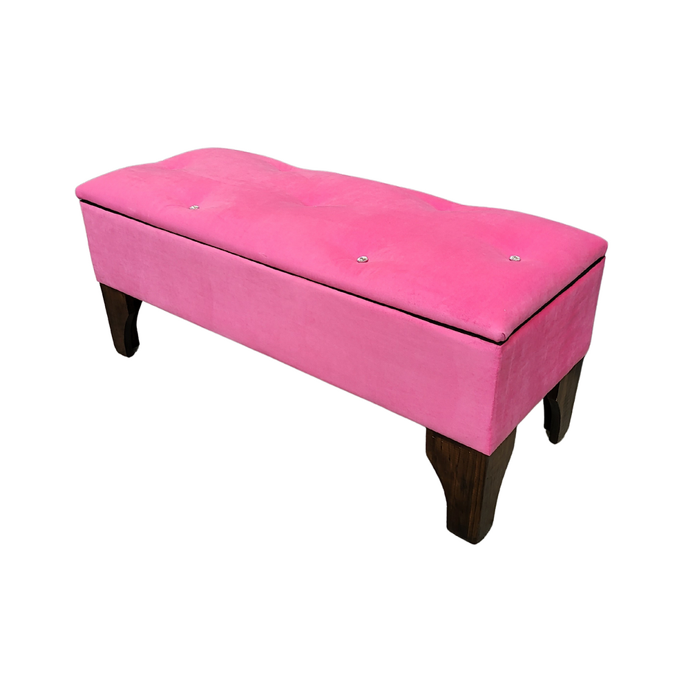 Miniatura: Banqueta Baúl Rosado Felpa Diamante 105x45x40x20 Rimar.