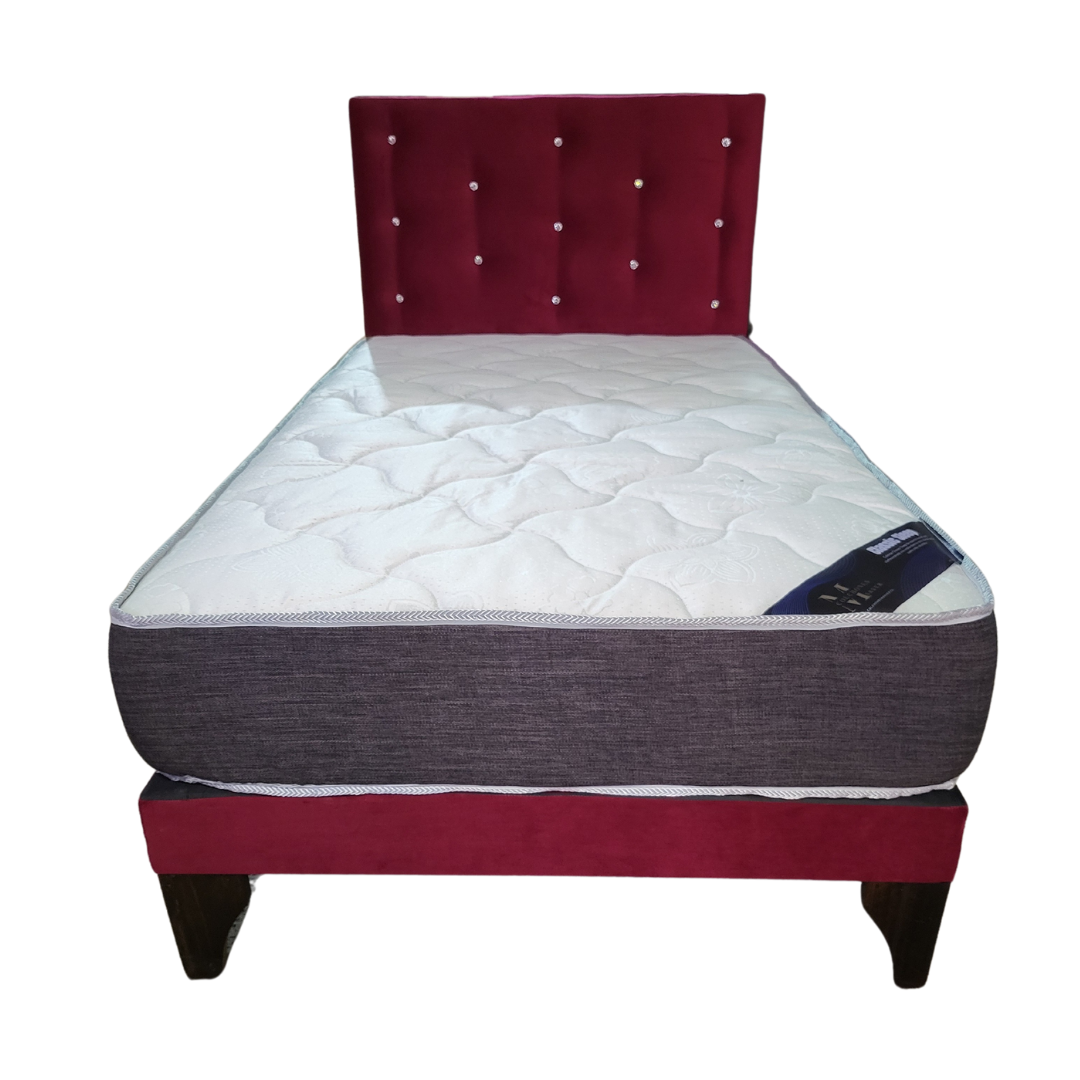 Cama plaza y media Vino Tinto Diamante Felpa Colchon MARVER