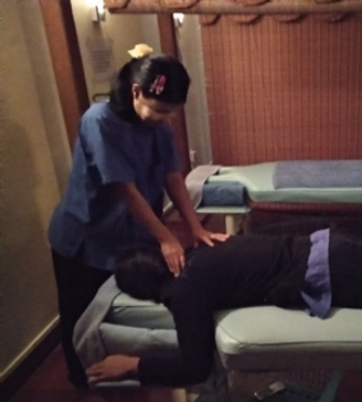 Ma Cho working in a Massage Centre