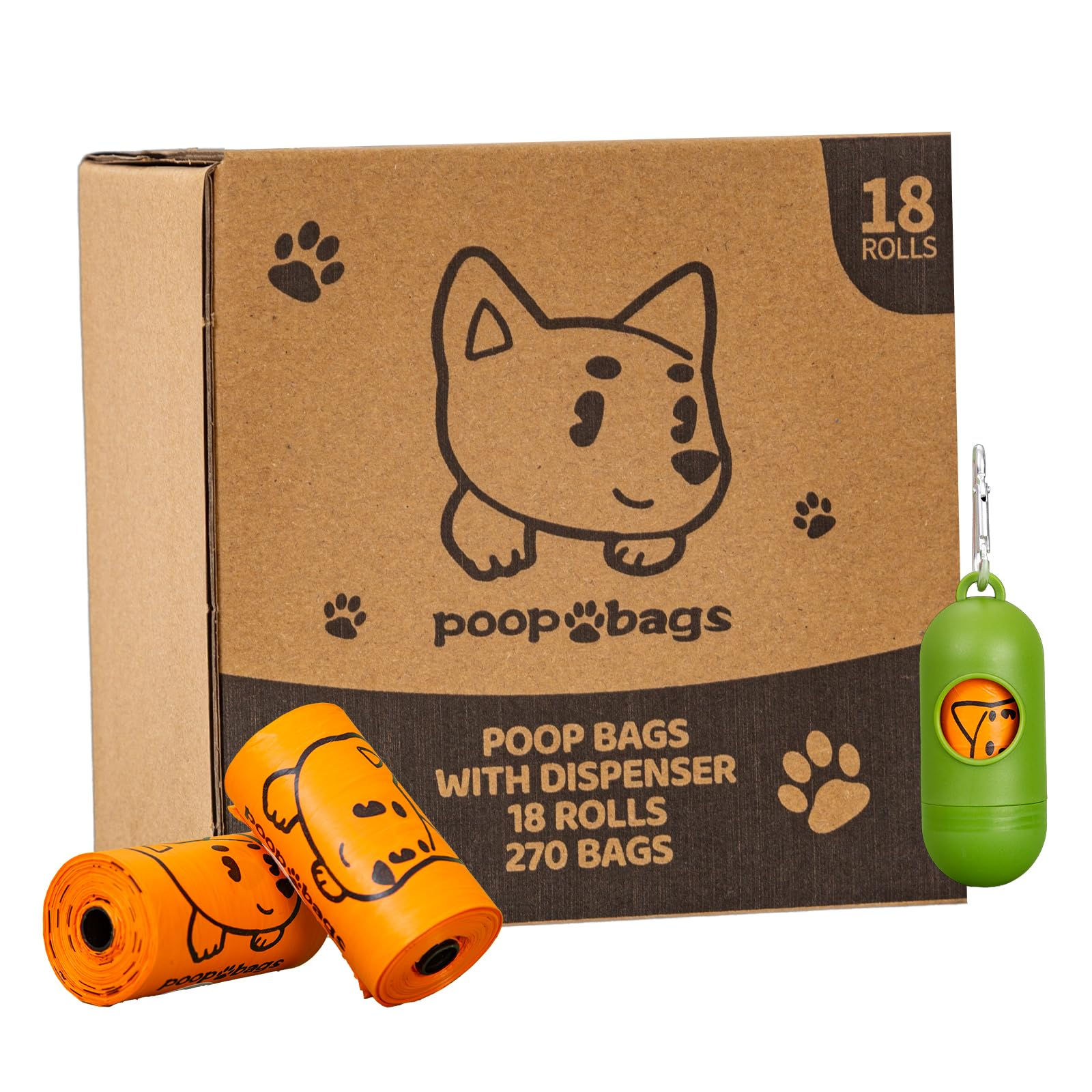 Watreeco 270 Counts Dog Poop Bags Rolls with Dispenser Scented Poop Bags for Dog