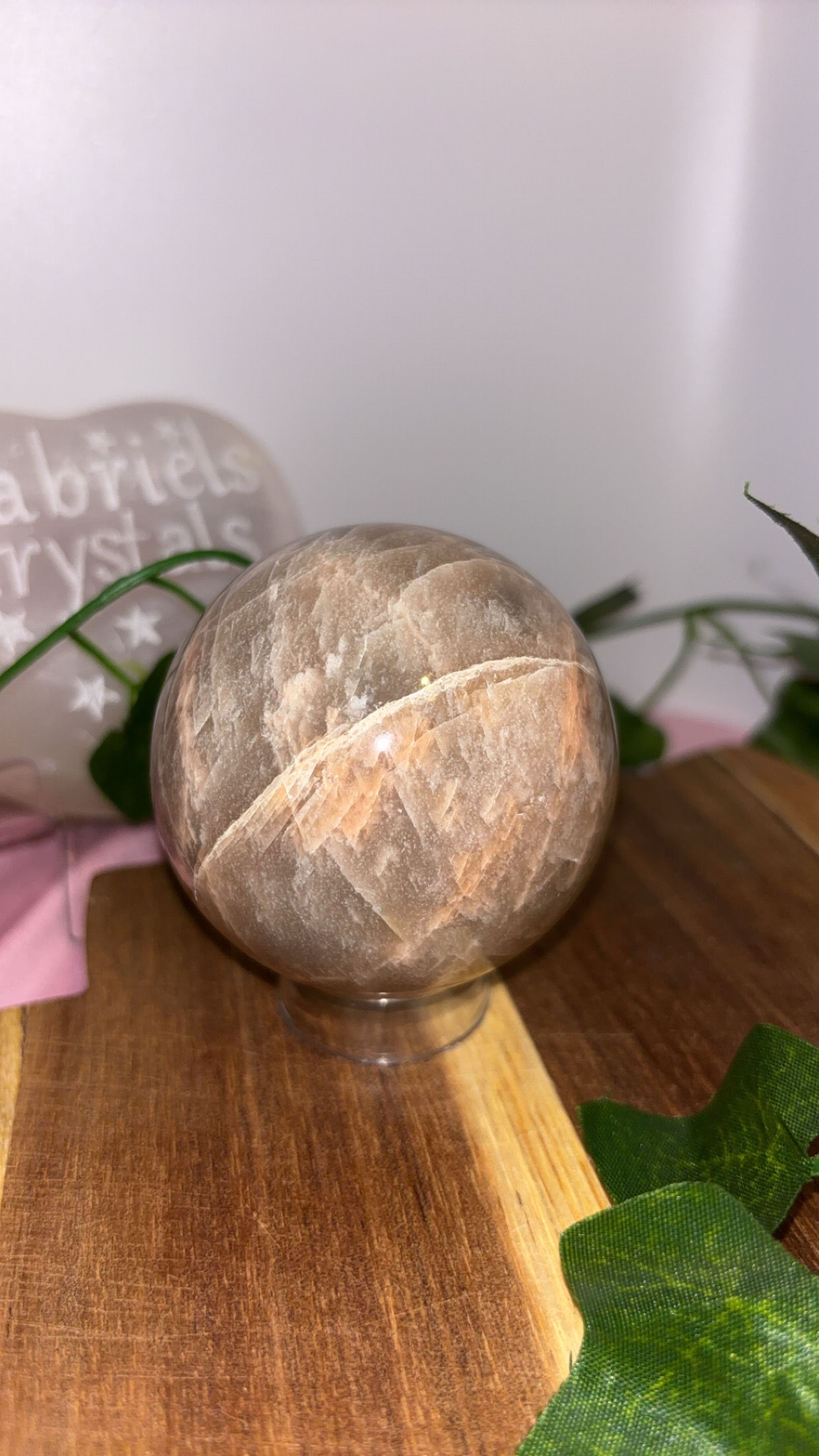 Peach moonstone sphere 2