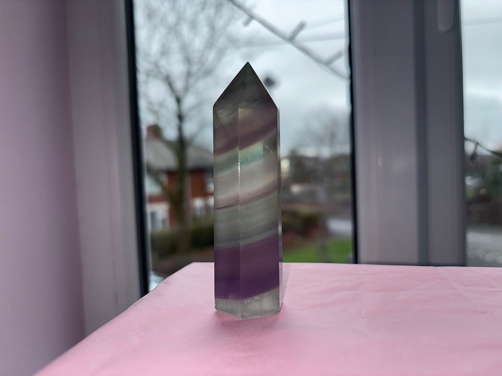 Thumbnail: Yttrium (lavender) fluorite tower 