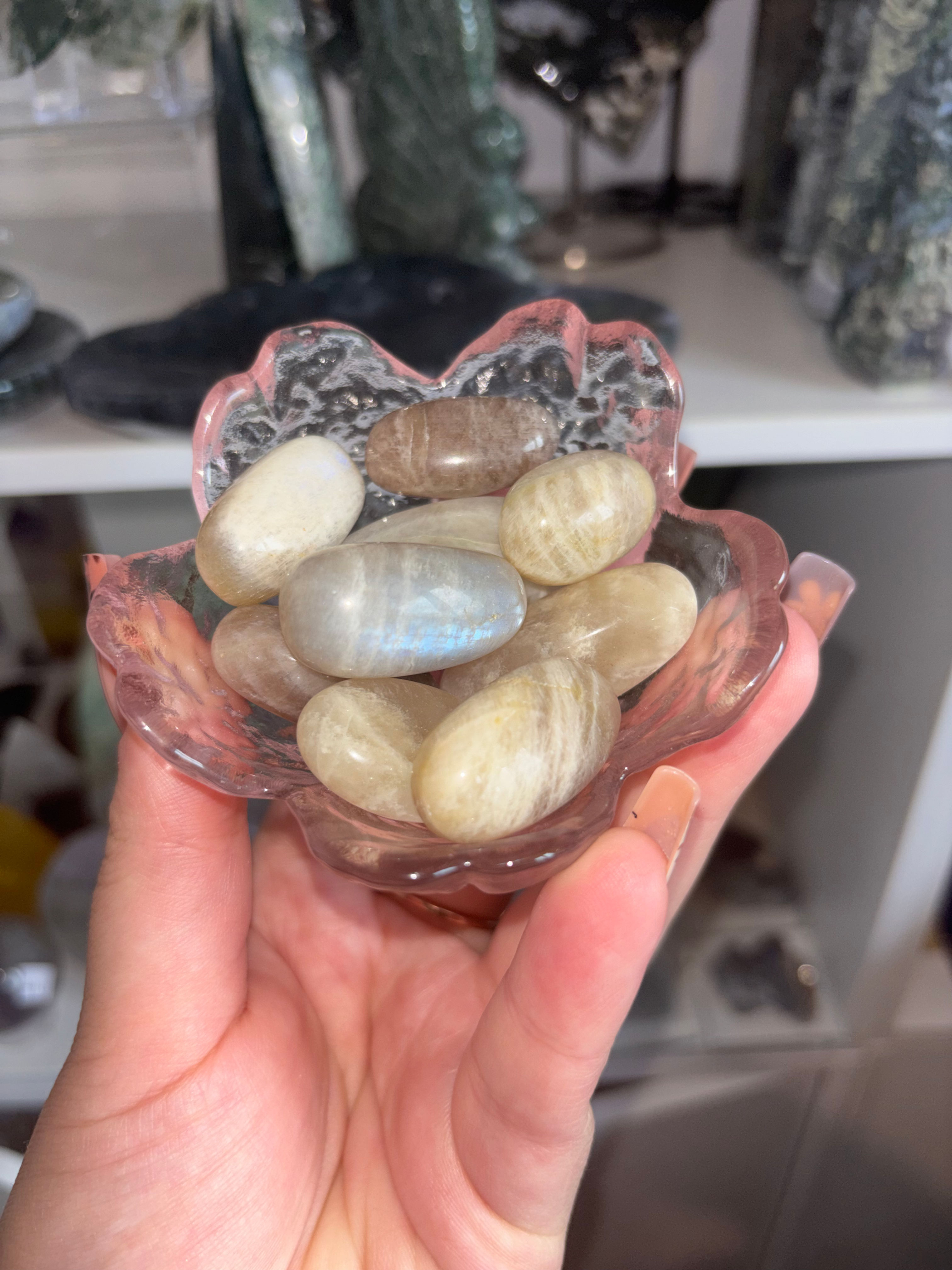 Moonstone tumbles