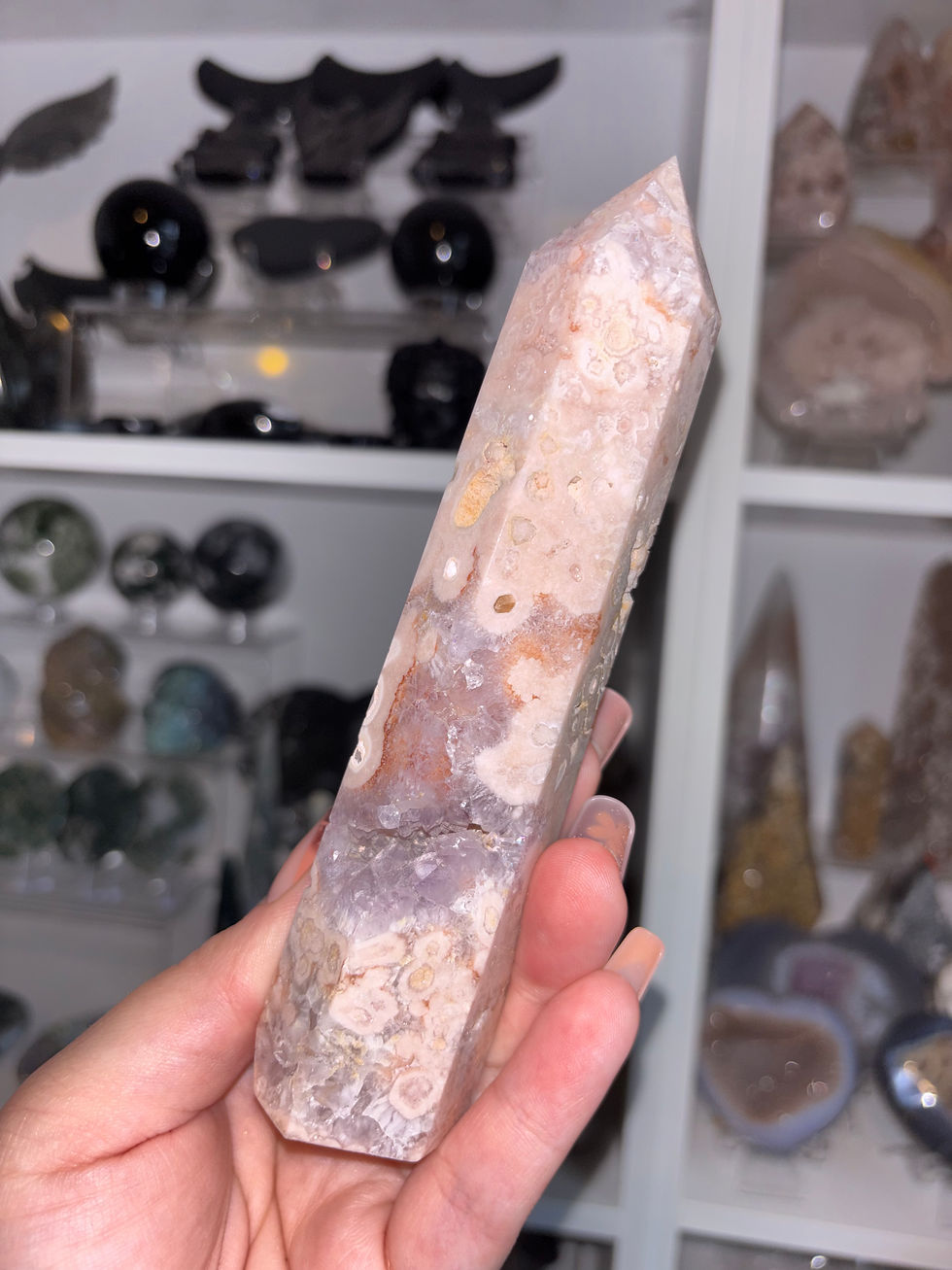 Thumbnail: Pink Amethyst x Flower Agate tower 