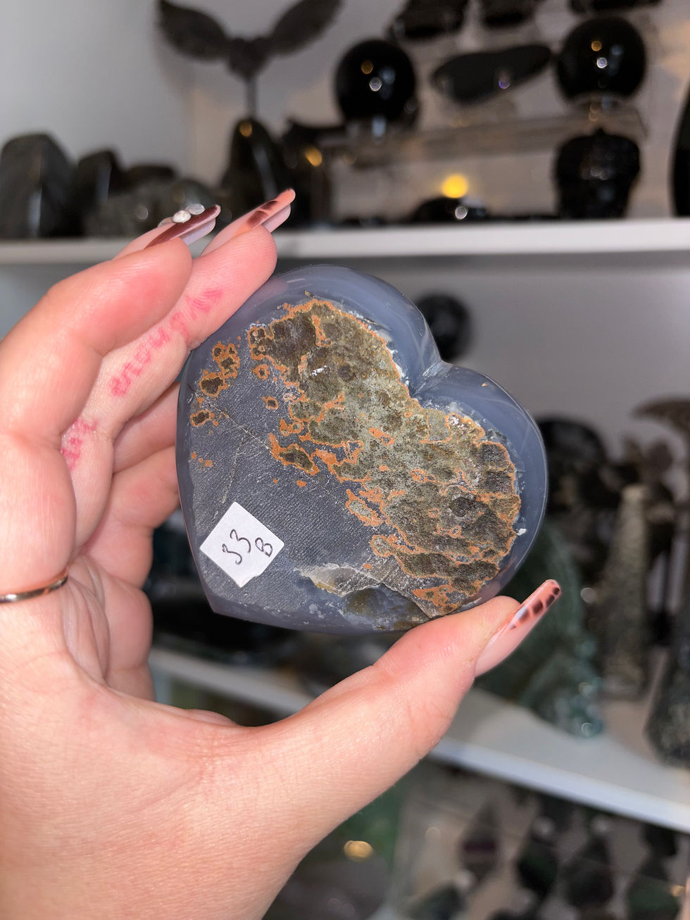 Thumbnail: Druzy agate heart (comes with acrylic stand) 33b
