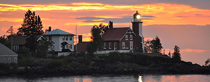 Lake Superior Sunset over Eagle Harbor Lighthouse