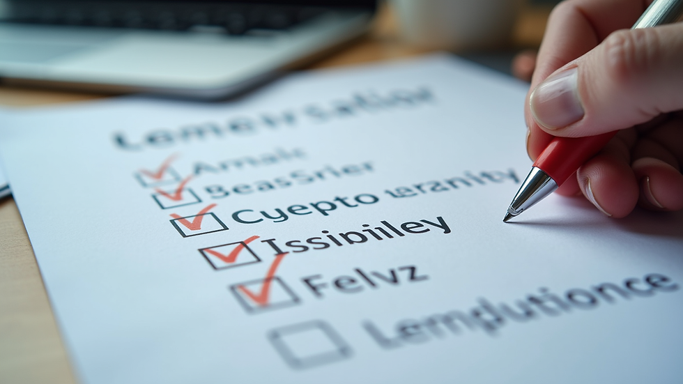 Close-up view of a checklist with cybersecurity compliance tasks