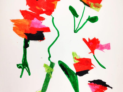 Abstract painting of colorful flowers