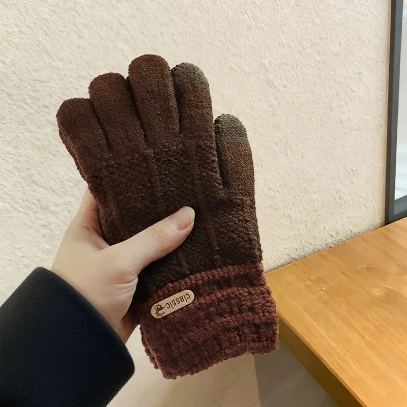 Thumbnail: Winter Unisex Touchscreen Cotton Gloves Thick Knitted Fleece Lined Warm Cold