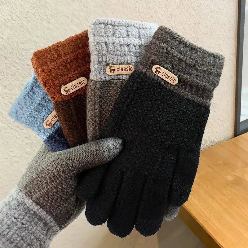 Winter Unisex Touchscreen Cotton Gloves Thick Knitted Fleece Lined Warm Cold