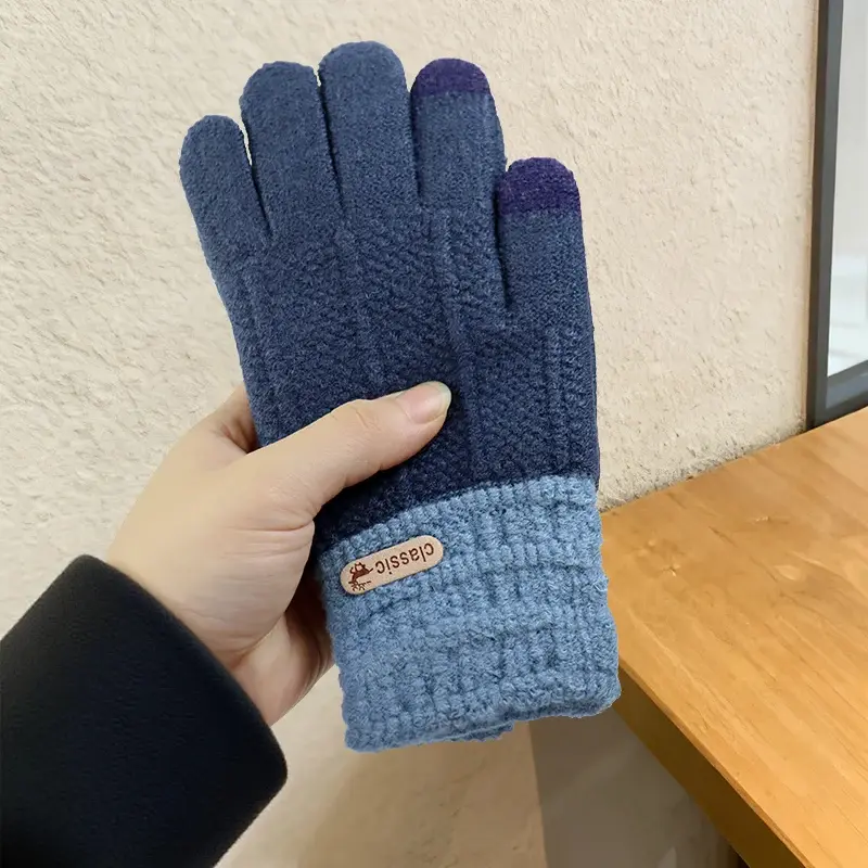 Thumbnail: Winter Unisex Touchscreen Cotton Gloves Thick Knitted Fleece Lined Warm Cold