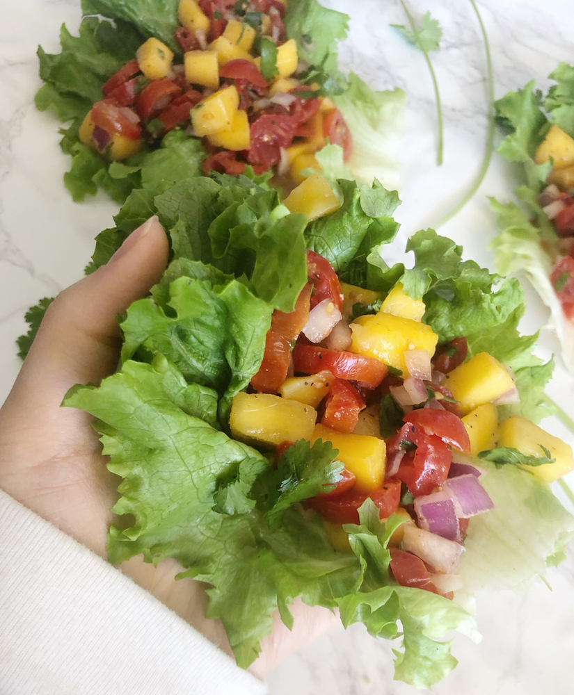 Lettuce Cups + Mango Salsa Recipe (Raw, Vegan, GF, SF, FF)