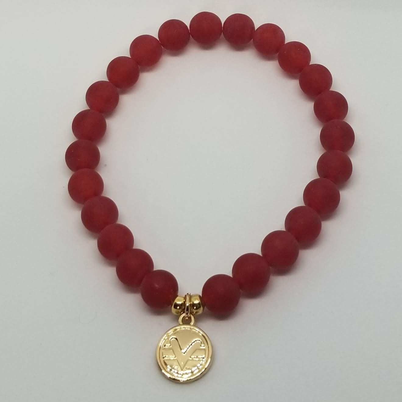 Science of Mind Beaded Bracelet in Matte Red Jade