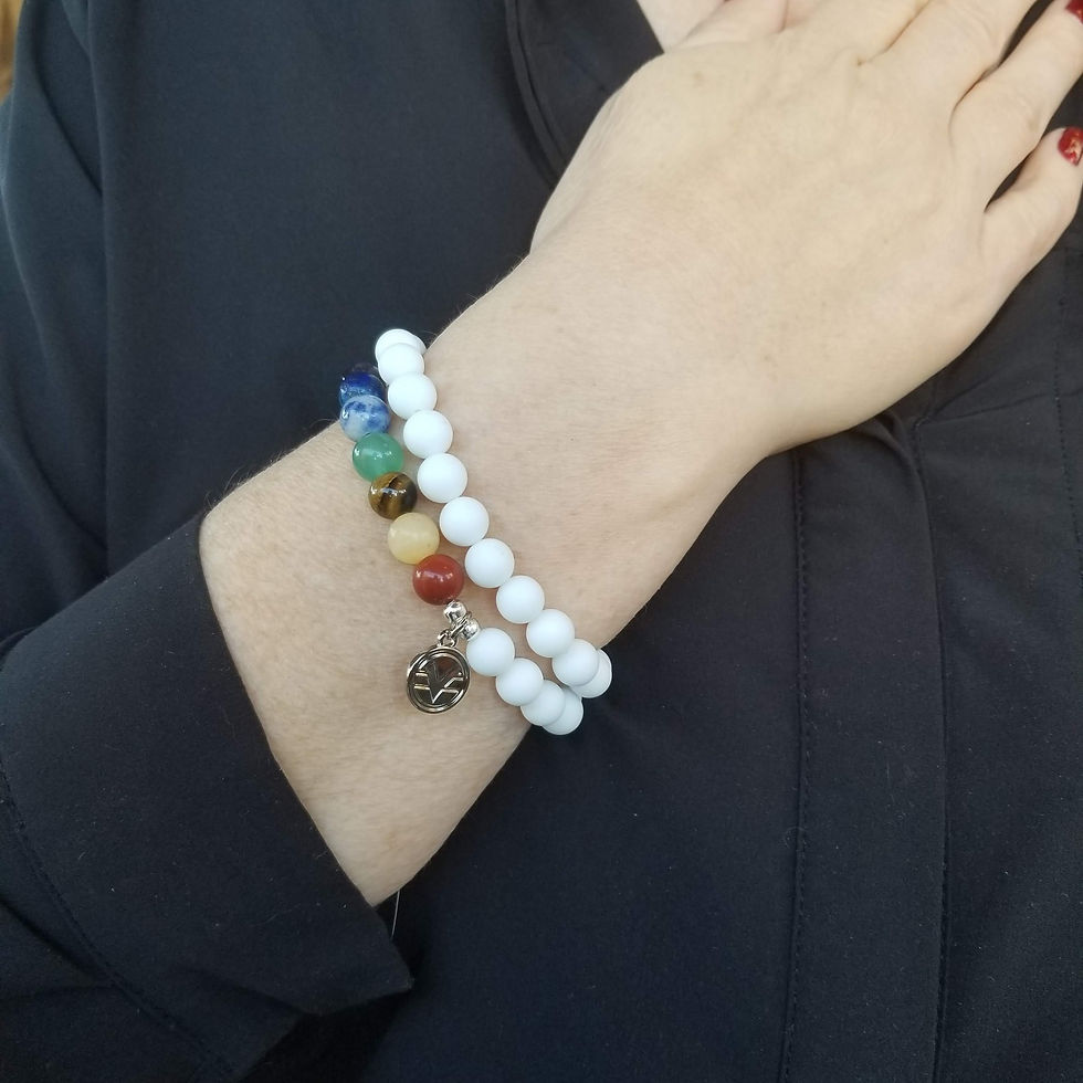 Thumbnail: Science of Mind Pride Bracelet with Matte White Agate