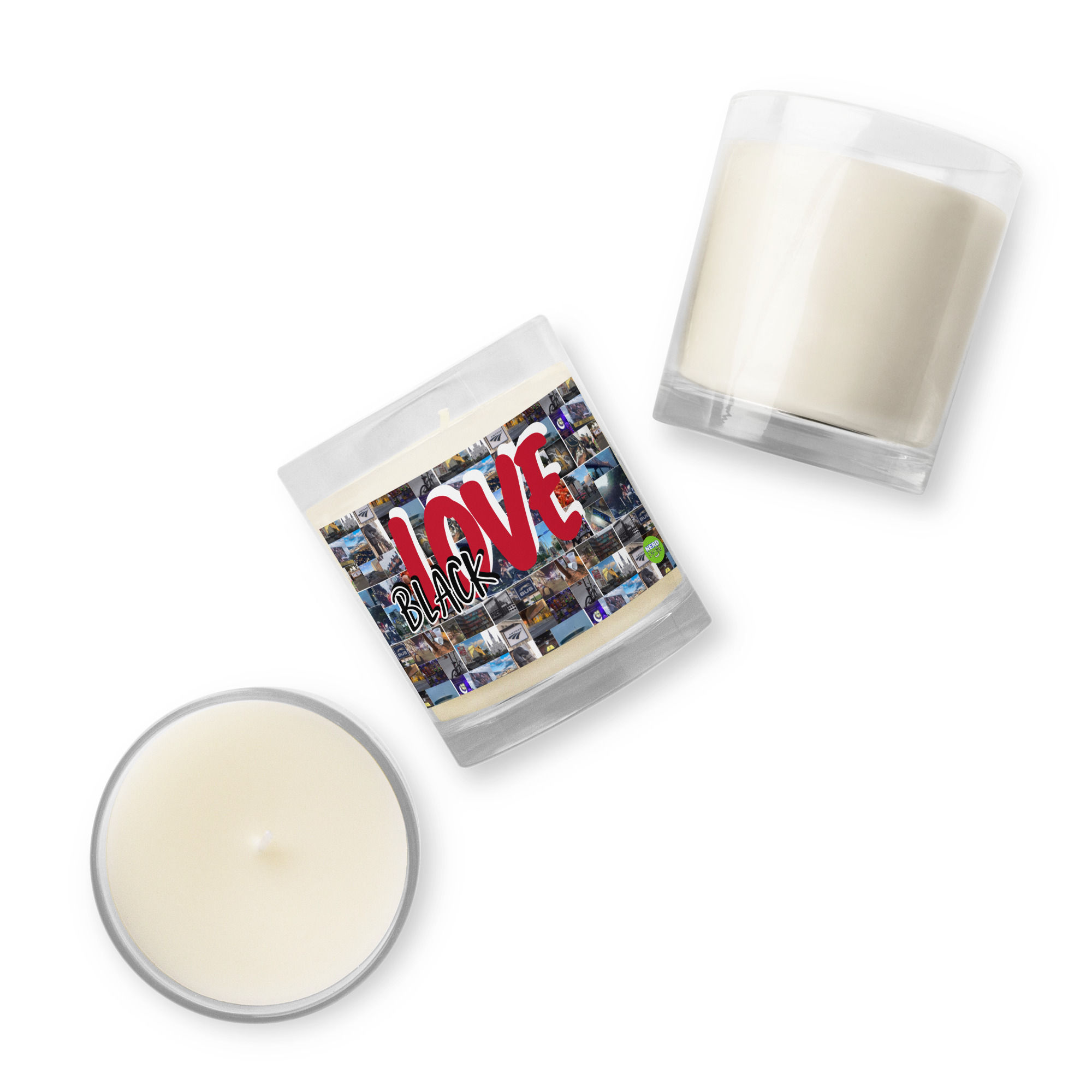 NERD DOOIE BLACK LOVE GLASS JAR CANDLE