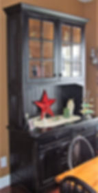 Black Painted & Distressed Hutch with Beadboard