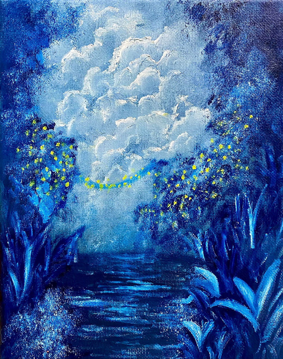 blue original oil painting