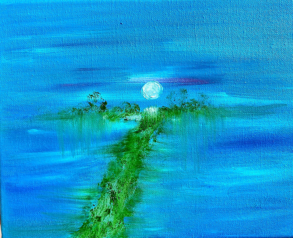 blue and green oil painting