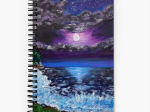 original seascape on spiral notebook