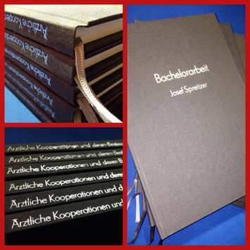 Bachelorarbeit Hardcover anthrazit mit Titel- und Rückenprägung silber KREPAP Buchbinderei