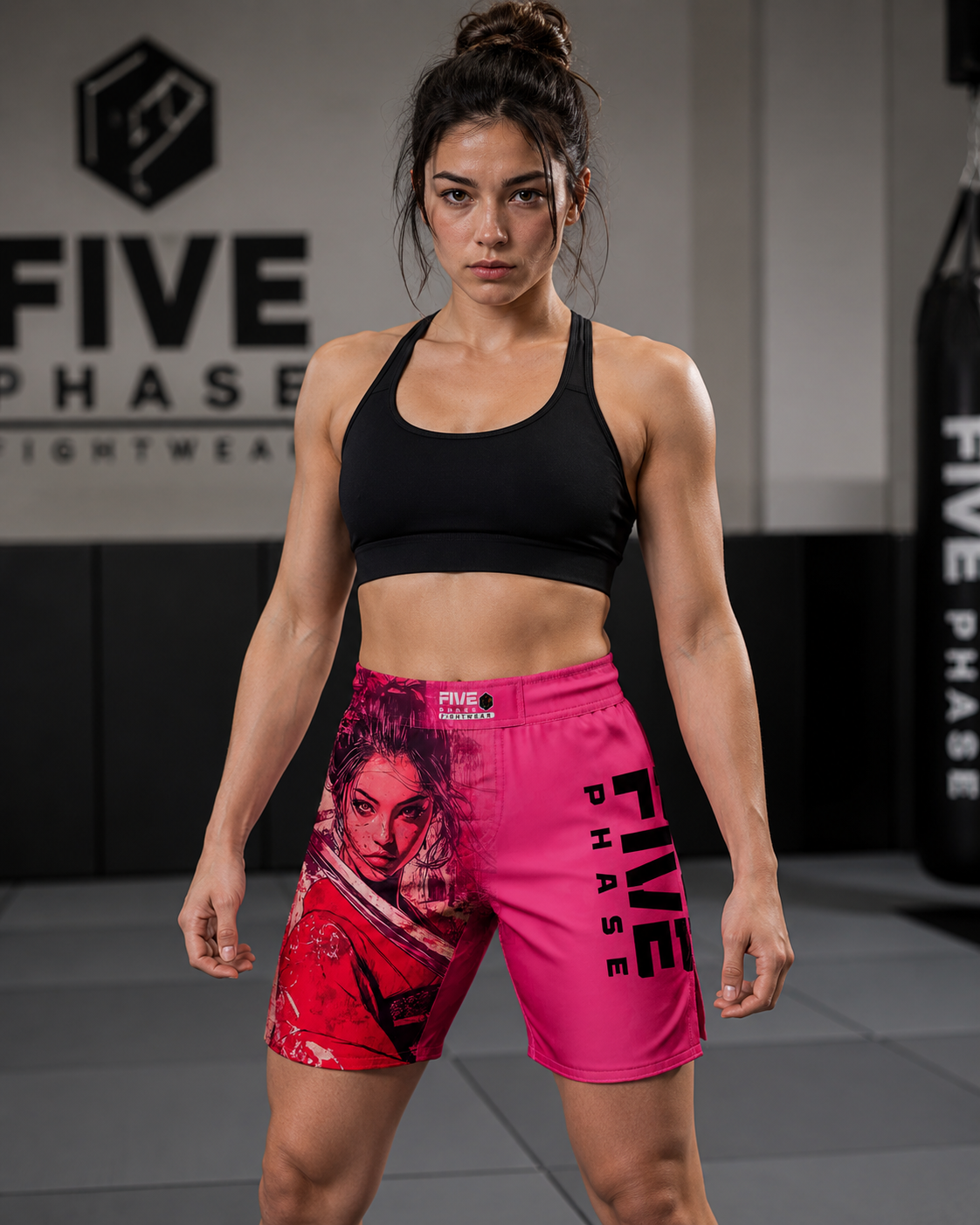 Five Phase Fightwear Crimson Geisha Grappling Shorts – Sakura Blade Edition
