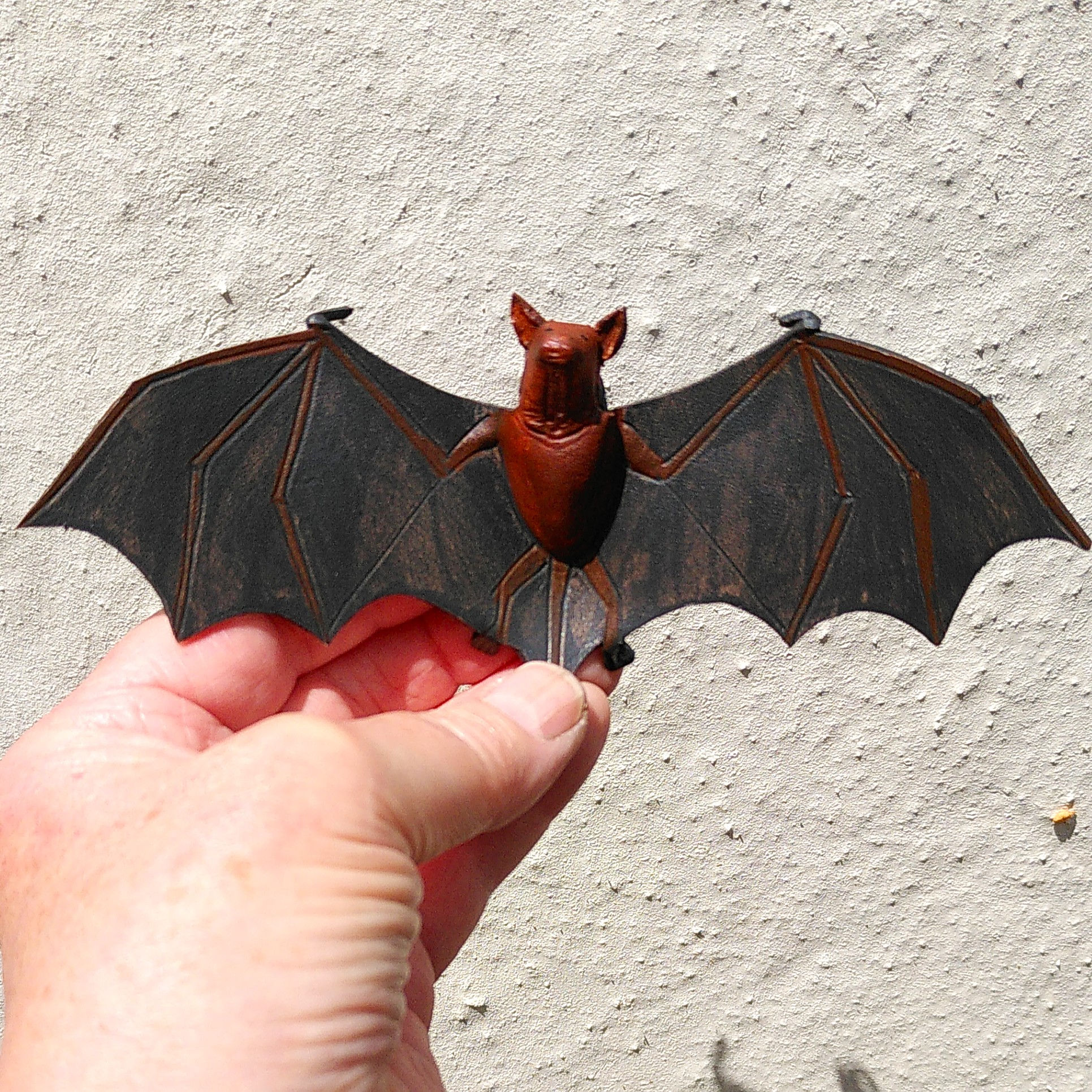 Bat, handmade in leather. Pipistrel