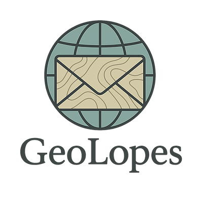 Geolopes logo showing we send topographical envelopes worldwide