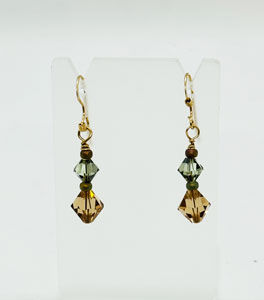 Swarovski crystals duo drop, Goldfilled