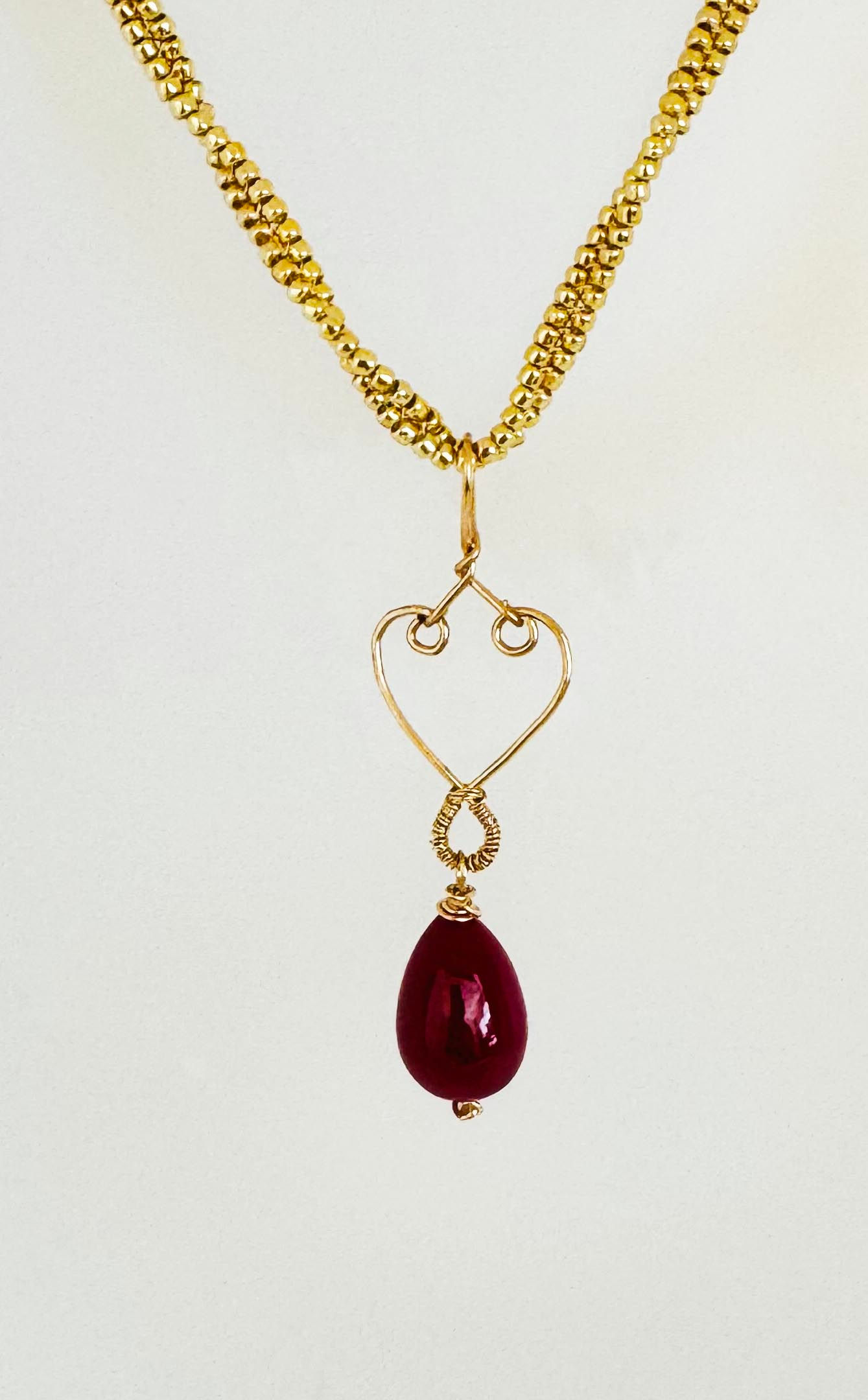 Ruby Heart Pendant, Goldfilled