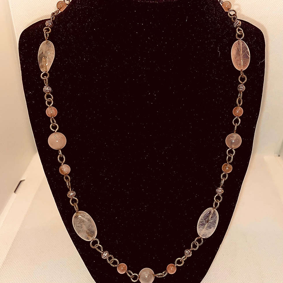 Thumbnail: Rose Quartz Twists + Rounds Gemstones 21-1/2" Necklace