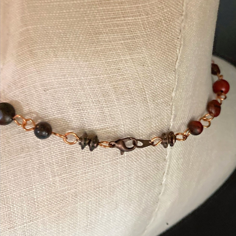 Thumbnail: Red Brecciated + Black Jasper Gemstones 21-3/4" Necklace