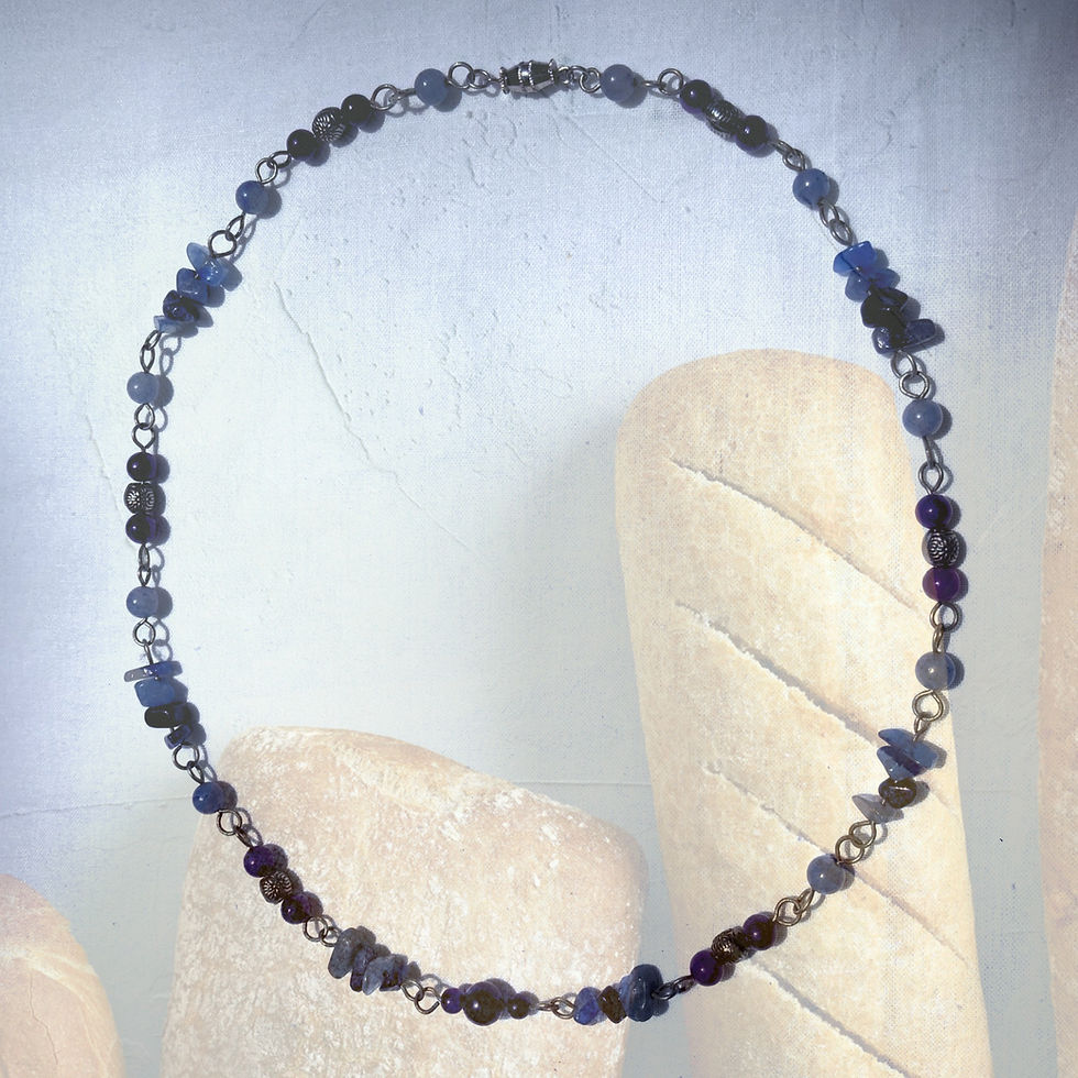 Thumbnail: Blue Quartz + Aventurine Gemstones 20" Necklace
