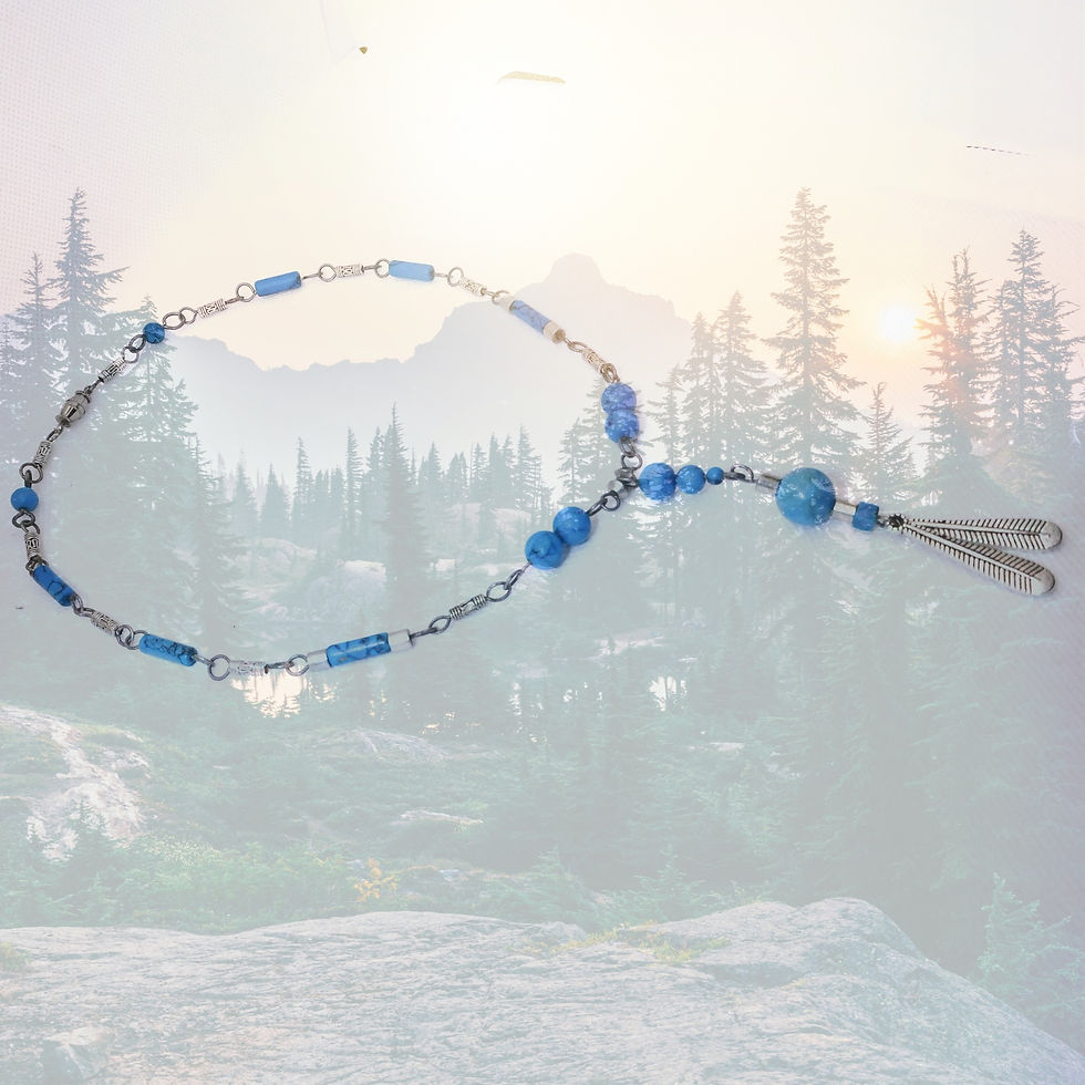 Thumbnail: Blue Turquoise Gemstones 16-3/4" Necklace