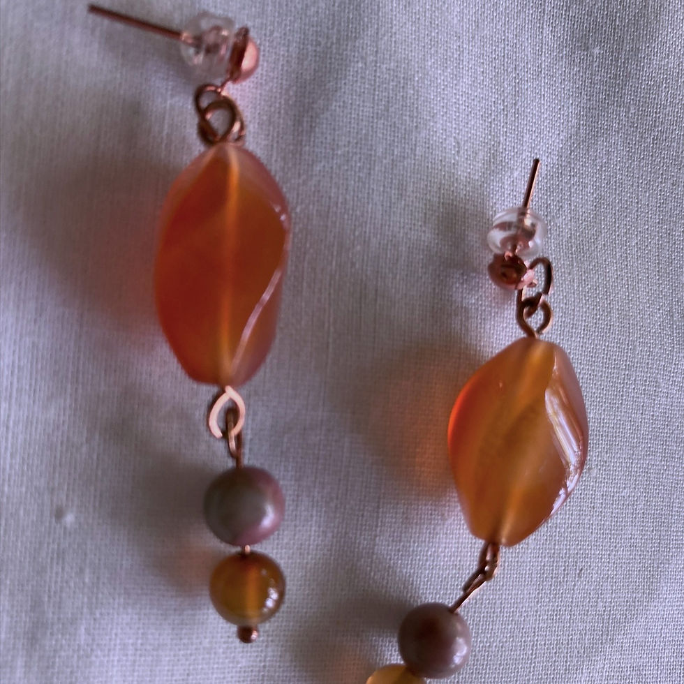 Thumbnail: Swirled Red Agate & Fancy Jasper Gemstones 2" Dangle Earrings