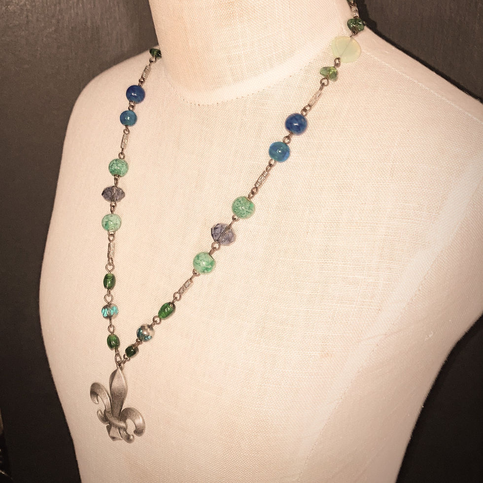 Thumbnail: Onyx Agate Gemstones + Art Glass 22" Necklace