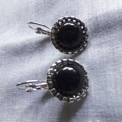 Thumbnail: Black Onyx Cabochon Gemstone Earrings