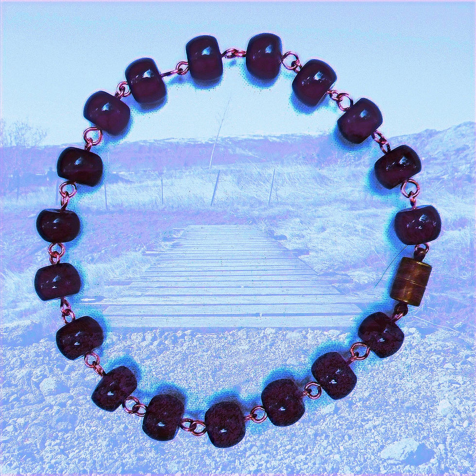 Thumbnail: Black Jasper Gemstones 10-1/4" Ankle Bracelet