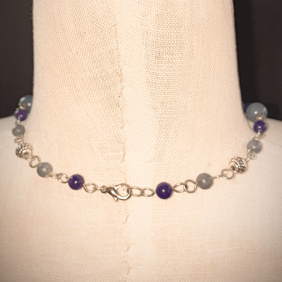 Thumbnail: Blue Quartz + Aventurine Gemstones 20" Necklace