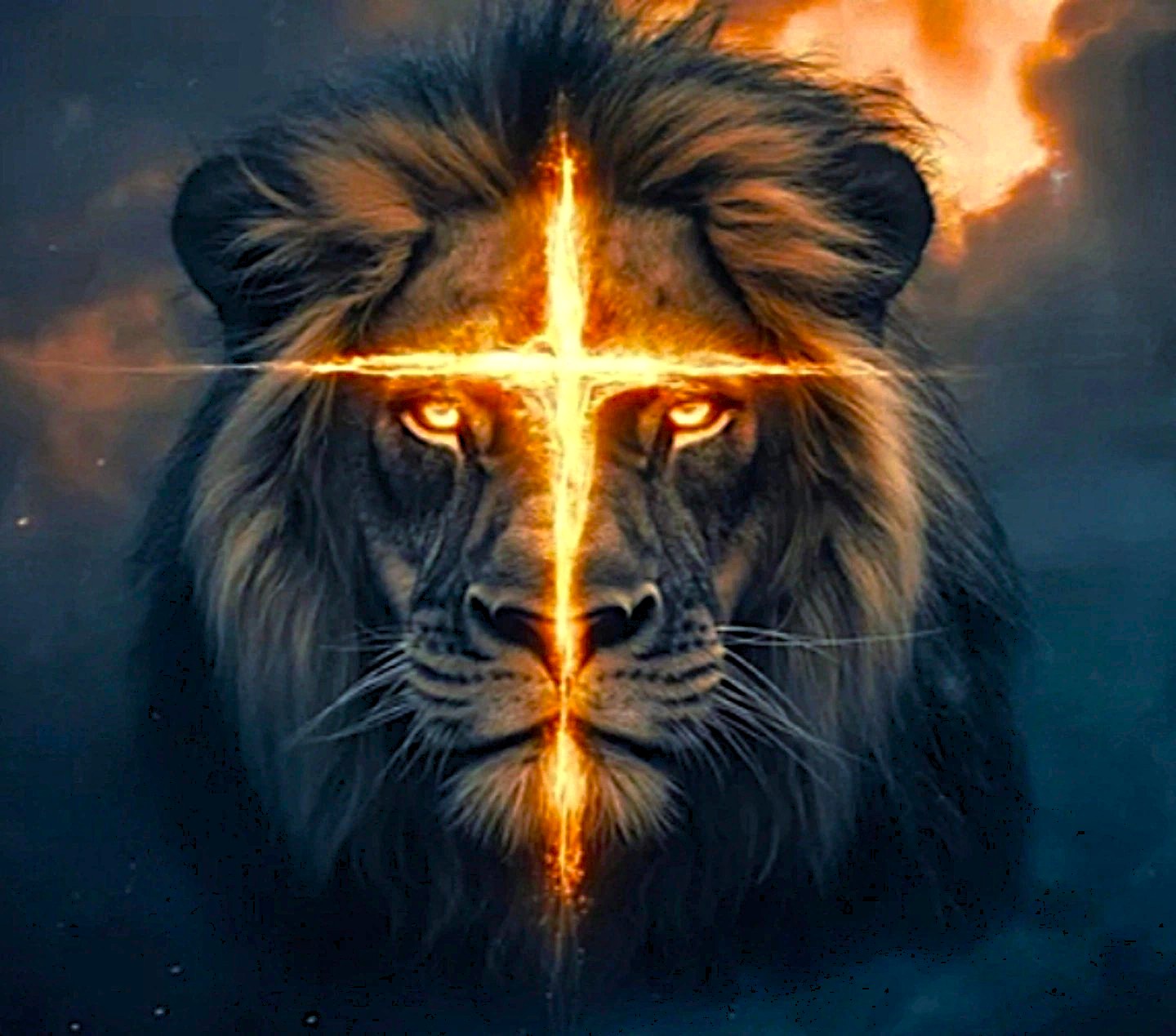 Artistic lion with a radiant golden cross from the Lion of Judah collection