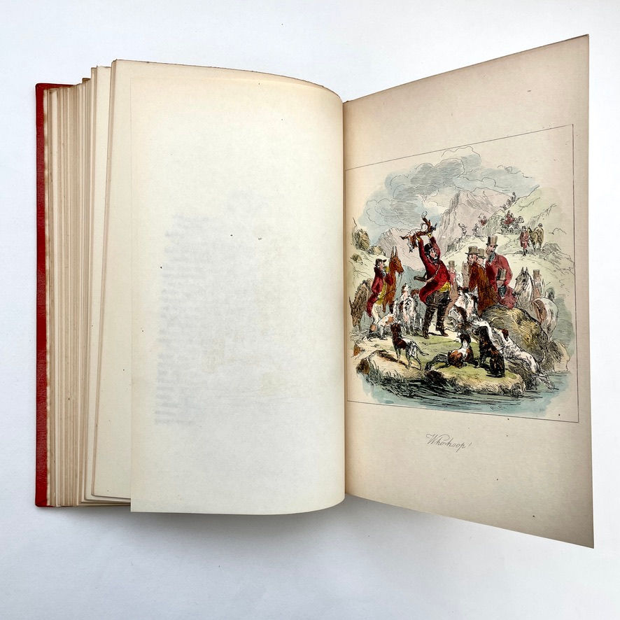 縮圖：Full colour engraved illustration of hunting scene Hawbuck Grange by Robert Smith Surtees
