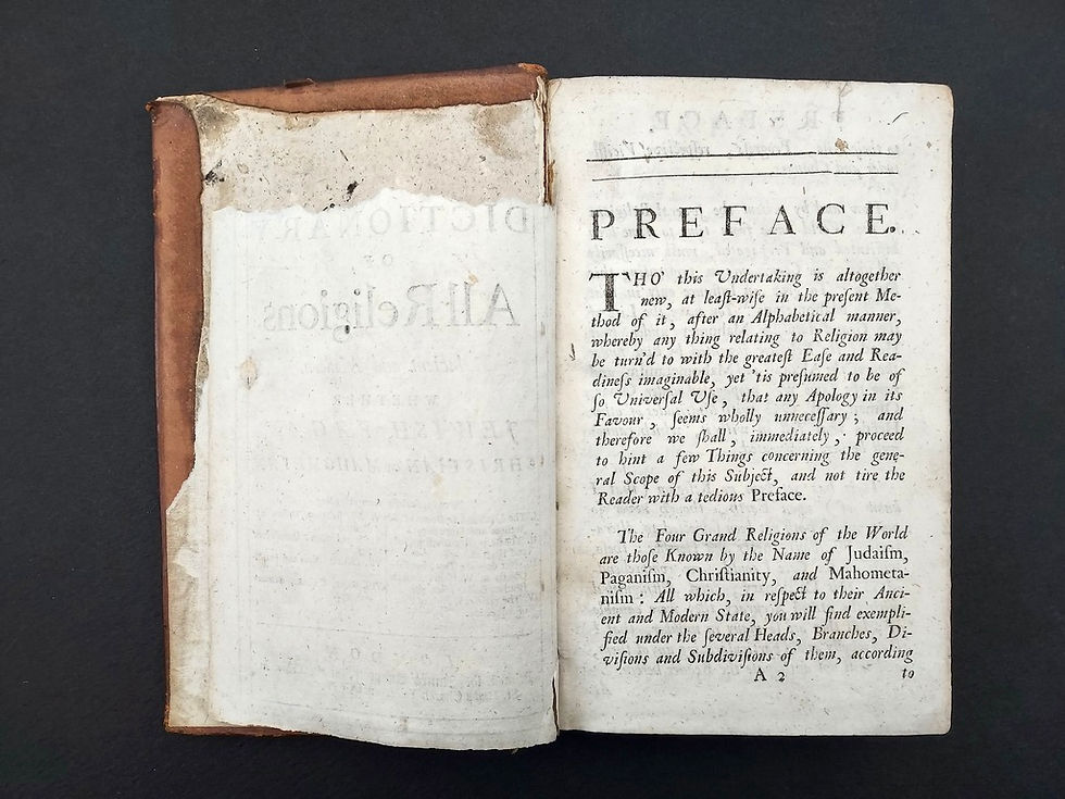 Miniature : 1704 1st Edition DICTIONARY OF ALL RELIGIONS Calf Leather RARE Antiquarian Book